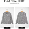 image:imageAstylish Women 2025 Casual Polka Dot Blouses Smocked Long Sleeve V Neck Collared Shirts Chiffon Bohemian TopsGray