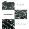 image:imageAstylish Women 2025 Casual Polka Dot Blouses Smocked Long Sleeve V Neck Collared Shirts Chiffon Bohemian TopsGreen