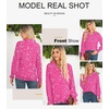 image:imageAstylish Women 2025 Casual Polka Dot Blouses Smocked Long Sleeve V Neck Collared Shirts Chiffon Bohemian TopsPink