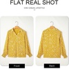 image:imageAstylish Women 2025 Casual Polka Dot Blouses Smocked Long Sleeve V Neck Collared Shirts Chiffon Bohemian TopsYellow