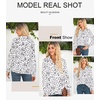 image:imageAstylish Women Trendy Lapel Neck Collared Alicia Floral Print Tops Long Sleeve Chiffon Polka Dot Blouses Summer Bohemian Shirts Smocked White Medium