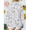 image:imageAstylish Women Trendy Lapel Neck Collared Alicia Floral Print Tops Long Sleeve Chiffon Polka Dot Blouses Summer Bohemian Shirts Smocked White Medium