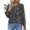 image:imageAstylish Women 2025 Casual Polka Dot Blouses Smocked Long Sleeve V Neck Collared Shirts Chiffon Bohemian TopsBlack
