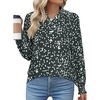 image:imageAstylish Women 2025 Casual Polka Dot Blouses Smocked Long Sleeve V Neck Collared Shirts Chiffon Bohemian TopsGreen
