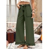 image:imageAstylish Wide Leg Jeans for Women Stretch High Wasited Baggy Trendy Denim Jean Ruffle Hem PantsMoss Green