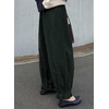 image:imageAstylish Womens Corduroy Pants Casual High Waisted Wide Leg Baggy Cuffed Ankle Pant Ruffle Tapered TrousersDuffel Green