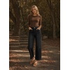 image:imageAstylish Womens High Waisted Jeans Stretchy Straight Leg Seamed Front Trendy Denim PantsBlack