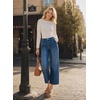 image:imageAstylish Womens High Waisted Jeans Stretchy Straight Leg Seamed Front Trendy Denim PantsBluing