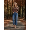 image:imageAstylish Womens High Waisted Jeans Stretchy Straight Leg Seamed Front Trendy Denim PantsBluing