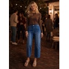 image:imageAstylish Womens High Waisted Jeans Stretchy Straight Leg Seamed Front Trendy Denim PantsBluing
