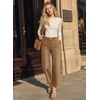 image:imageAstylish Womens High Waisted Jeans Stretchy Straight Leg Seamed Front Trendy Denim PantsBrown