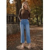 image:imageAstylish Womens High Waisted Jeans Stretchy Straight Leg Seamed Front Trendy Denim PantsDark Blue