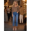 image:imageAstylish Womens High Waisted Jeans Stretchy Straight Leg Seamed Front Trendy Denim PantsDark Blue