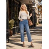 image:imageAstylish Womens High Waisted Jeans Stretchy Straight Leg Seamed Front Trendy Denim PantsDark Blue