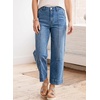 image:imageAstylish Womens High Waisted Jeans Stretchy Straight Leg Seamed Front Trendy Denim PantsDark Blue