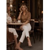 image:imageAstylish Womens High Waisted Jeans Stretchy Straight Leg Seamed Front Trendy Denim PantsWhite