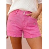 image:imageAstylish Womens High Waisted Shorts Jean Stretchy Casual Fashion Trendy Double Button Fly Denim ShortsSachet Pink