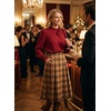 image:imageAstylish Womens Puff Sleeve Blouse Crewneck Bow Tie Solid Textured Jacquard Business Casual Long Sleeve TopsRed