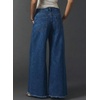 image:imageAstylish Womens Wide Leg Jeans High Waisted Stretchy Buttoned Raw Hem Straight Leg Denim PantsBluing
