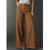 image:imageAstylish Womens Wide Leg Jeans High Waisted Stretchy Buttoned Raw Hem Straight Leg Denim PantsChestnut