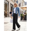 image:imageAstylish Womens Wide Leg Jeans High Waisted Stretchy Buttoned Raw Hem Straight Leg Denim PantsColor Black