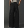 image:imageAstylish Womens Wide Leg Jeans High Waisted Stretchy Buttoned Raw Hem Straight Leg Denim PantsColor Black
