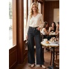 image:imageAstylish Womens Wide Leg Jeans High Waisted Stretchy Buttoned Raw Hem Straight Leg Denim PantsColor Black
