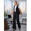 image:imageAstylish Womens Wide Leg Jeans High Waisted Stretchy Buttoned Raw Hem Straight Leg Denim PantsColor Black