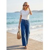 image:imageAstylish Womens Wide Leg Jeans High Waisted Stretchy Buttoned Raw Hem Straight Leg Denim PantsIvy