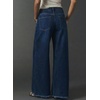image:imageAstylish Womens Wide Leg Jeans High Waisted Stretchy Buttoned Raw Hem Straight Leg Denim PantsNavy Blue