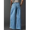 image:imageAstylish Womens Wide Leg Jeans High Waisted Stretchy Buttoned Raw Hem Straight Leg Denim PantsSky Blue
