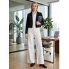 image:imageAstylish Womens Wide Leg Jeans High Waisted Stretchy Buttoned Raw Hem Straight Leg Denim PantsWhite