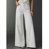 image:imageAstylish Womens Wide Leg Jeans High Waisted Stretchy Buttoned Raw Hem Straight Leg Denim PantsWhite