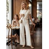 image:imageAstylish Womens Wide Leg Jeans High Waisted Stretchy Buttoned Raw Hem Straight Leg Denim PantsWhite