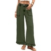 image:imageAstylish Wide Leg Jeans for Women Stretch High Wasited Baggy Trendy Denim Jean Ruffle Hem PantsMoss Green