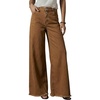image:imageAstylish Womens Wide Leg Jeans High Waisted Stretchy Buttoned Raw Hem Straight Leg Denim PantsChestnut