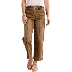 image:imageAstylish Womens High Waisted Jeans Stretchy Straight Leg Seamed Front Trendy Denim PantsBrown