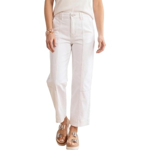 image:imageAstylish Womens High Waisted Jeans Stretchy Straight Leg Seamed Front Trendy Denim PantsWhite