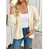 image:imageAstylish Womens Knit Open Front Button Down Hollow Out Cardigan Sweaters  Long SleeveV NeckCrochetChunky2026LightweightCasualBusinessWorkDailySolid Color100 AcrylicWintersFallDateBeige