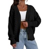 image:imageAstylish Womens Knit Open Front Button Down Hollow Out Cardigan Sweaters  Long SleeveV NeckCrochetChunky2026LightweightCasualBusinessWorkDailySolid Color100 AcrylicWintersFallDateBlack