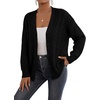 image:imageAstylish Womens Knit Open Front Button Down Hollow Out Cardigan Sweaters  Long SleeveV NeckCrochetChunky2026LightweightCasualBusinessWorkDailySolid Color100 AcrylicWintersFallDateBlack