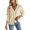 image:imageAstylish Womens Knit Open Front Button Down Hollow Out Cardigan Sweaters  Long SleeveV NeckCrochetChunky2026LightweightCasualBusinessWorkDailySolid Color100 AcrylicWintersFallDateBeige