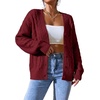 image:imageAstylish Womens Knit Open Front Button Down Hollow Out Cardigan Sweaters  Long SleeveV NeckCrochetChunky2026LightweightCasualBusinessWorkDailySolid Color100 AcrylicWintersFallDateBurgundy