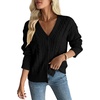 image:imageAstylish Womens Knit Open Front Button Down Hollow Out Cardigan Sweaters  Long SleeveV NeckCrochetChunky2026LightweightCasualBusinessWorkDailySolid Color100 AcrylicWintersFallDateBlack
