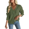 image:imageAstylish Womens Knit Open Front Button Down Hollow Out Cardigan Sweaters  Long SleeveV NeckCrochetChunky2026LightweightCasualBusinessWorkDailySolid Color100 AcrylicWintersFallDateGreen