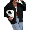 image:imageAstylish Womens Knit Open Front Button Down Hollow Out Cardigan Sweaters  Long SleeveV NeckCrochetChunky2026LightweightCasualBusinessWorkDailySolid Color100 AcrylicWintersFallDateBlack