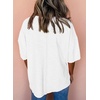 image:imageAstylish Women 2026 Abstract Print Blouses Casual Short Sleeve Crewneck Chic Boho Tops Loose Fit Flowy TunicY White Solid