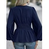 image:imageAstylish Womens Dressy Wrap V Neck Peplum Tops Long Sleeve Cinched Waist Ruched Ruffle Blouses ShirtsBluing