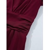 image:imageAstylish Womens Dressy Wrap V Neck Peplum Tops Long Sleeve Cinched Waist Ruched Ruffle Blouses ShirtsBurgundy