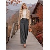 image:imageAstylish Womens High Waisted Wide Leg Pants  Double Ring BeltSide PocketsFall Dress TrousersCarbon Grey